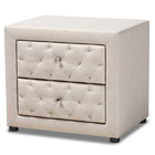 Baxton Studio Lepine Modern and Contemporary Light Beige Fabric Upholstered 2-Drawer Wood Nightstand