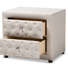 Baxton Studio Lepine Modern and Contemporary Light Beige Fabric Upholstered 2-Drawer Wood Nightstand