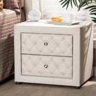 Baxton Studio Lepine Modern and Contemporary Light Beige Fabric Upholstered 2-Drawer Wood Nightstand