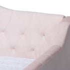 Baxton Studio Perry Modern and Contemporary Light Pink Velvet Fabric Upholstered and Button Tufted Full Size Daybed with Trundle