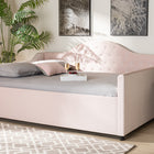 Baxton Studio Perry Modern and Contemporary Light Pink Velvet Fabric Upholstered and Button Tufted Queen Size Daybed