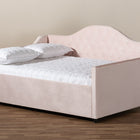 Baxton Studio Perry Modern and Contemporary Light Pink Velvet Fabric Upholstered and Button Tufted Queen Size Daybed