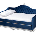 Baxton Studio Perry Modern and Contemporary Royal Blue Velvet Fabric Upholstered and Button Tufted Full Size Daybed with Trundle