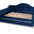 Baxton Studio Perry Modern and Contemporary Royal Blue Velvet Fabric Upholstered and Button Tufted Full Size Daybed with Trundle