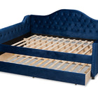 Baxton Studio Perry Modern and Contemporary Royal Blue Velvet Fabric Upholstered and Button Tufted Full Size Daybed with Trundle
