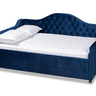 Baxton Studio Perry Modern and Contemporary Royal Blue Velvet Fabric Upholstered and Button Tufted Full Size Daybed