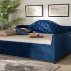 Baxton Studio Perry Modern and Contemporary Royal Blue Velvet Fabric Upholstered and Button Tufted Full Size Daybed