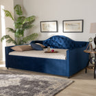 Baxton Studio Perry Modern and Contemporary Royal Blue Velvet Fabric Upholstered and Button Tufted Full Size Daybed