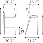 Zuo Magnus Barstool (Set of 2) White & Walnut