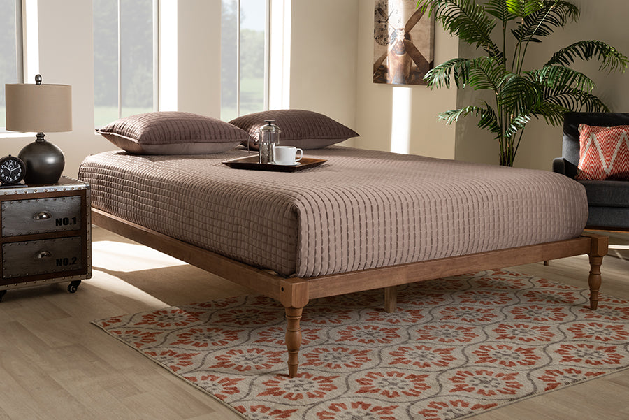 Baxton Studio Iseline Modern and Contemporary Walnut Brown Finished Wood Full Size Platform Bed Frame