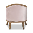 Baxton Studio Genevieve Traditional French Provincial Light Pink Velvet Upholstered White-Washed Oak Wood Armchair