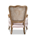 Baxton Studio Vallea Traditional French Provincial Light Pink Velvet Fabric Upholstered White-Washed Oak Wood Armchair