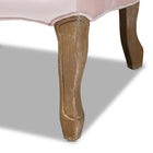 Baxton Studio Vallea Traditional French Provincial Light Pink Velvet Fabric Upholstered White-Washed Oak Wood Armchair