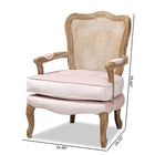 Baxton Studio Vallea Traditional French Provincial Light Pink Velvet Fabric Upholstered White-Washed Oak Wood Armchair