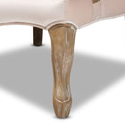 Baxton Studio Vallea Traditional French Provincial Light Beige Velvet Fabric Upholstered White-Washed Oak Wood Armchair