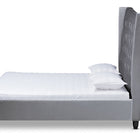 Baxton Studio Viola Glam and Luxe Grey Velvet Fabric Upholstered and Button Tufted Queen Size Platform Bed with Tall Wingback Headboard