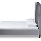 Baxton Studio Viola Glam and Luxe Grey Velvet Fabric Upholstered and Button Tufted King Size Platform Bed with Tall Wingback Headboard