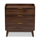Baxton Studio Lena Mid-Century Modern Walnut Brown Finished 3-Drawer Wood Chest