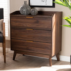 Baxton Studio Lena Mid-Century Modern Walnut Brown Finished 3-Drawer Wood Chest