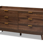 Baxton Studio Lena Mid-Century Modern Walnut Brown Finished 6-Drawer Wood Dresser