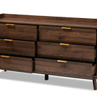 Baxton Studio Lena Mid-Century Modern Walnut Brown Finished 6-Drawer Wood Dresser