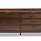 Baxton Studio Lena Mid-Century Modern Walnut Brown Finished 6-Drawer Wood Dresser