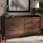 Baxton Studio Lena Mid-Century Modern Walnut Brown Finished 6-Drawer Wood Dresser