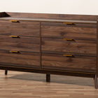 Baxton Studio Lena Mid-Century Modern Walnut Brown Finished 6-Drawer Wood Dresser