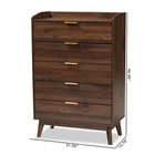Baxton Studio Lena Mid-Century Modern Walnut Brown Finished 5-Drawer Wood Chest