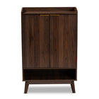 Baxton Studio Lena Mid-Century Modern Walnut Brown Finished 5-Shelf Wood Entryway Shoe Cabinet