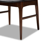 Baxton Studio Eira Mid-Century Modern Black Faux Leather Upholstered Walnut Finished Wood Dining Chair Set of 2