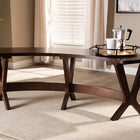 Baxton Studio Berlin Mid-Century Modern Walnut Finished Wood Curved Dining Bench