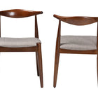 Baxton Studio Amato Mid-Century Modern Light Gray Fabric Upholstered Walnut Finished Wood Dining Chair Set of 2