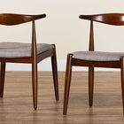 Baxton Studio Amato Mid-Century Modern Light Gray Fabric Upholstered Walnut Finished Wood Dining Chair Set of 2