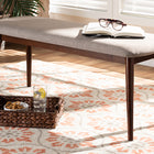 Baxton Studio Flora Mid-Century Modern Light Grey Fabric Upholstered Walnut Finished Wood Dining Bench