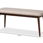 Baxton Studio Flora Mid-Century Modern Light Grey Fabric Upholstered Walnut Finished Wood Dining Bench