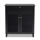Baxton Studio Coolidge Modern and Contemporary Dark Grey Finished 4-Shelf Wood Shoe Storage Cabinet with Drawer