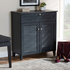 Baxton Studio Coolidge Modern and Contemporary Dark Grey Finished 4-Shelf Wood Shoe Storage Cabinet with Drawer
