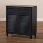 Baxton Studio Coolidge Modern and Contemporary Dark Grey Finished 4-Shelf Wood Shoe Storage Cabinet with Drawer