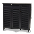 Baxton Studio Coolidge Modern and Contemporary Dark Grey Finished 11-Shelf Wood Shoe Storage Cabinet with Drawer