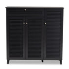 Baxton Studio Coolidge Modern and Contemporary Dark Grey Finished 11-Shelf Wood Shoe Storage Cabinet with Drawer