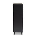 Baxton Studio Coolidge Modern and Contemporary Dark Grey Finished 11-Shelf Wood Shoe Storage Cabinet with Drawer