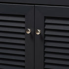Baxton Studio Coolidge Modern and Contemporary Dark Grey Finished 11-Shelf Wood Shoe Storage Cabinet with Drawer