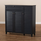 Baxton Studio Coolidge Modern and Contemporary Dark Grey Finished 11-Shelf Wood Shoe Storage Cabinet with Drawer