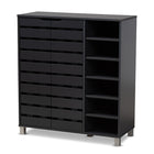 Baxton Studio Shirley Modern and Contemporary Dark Grey Finished 2-Door Wood Shoe Storage Cabinet with Open Shelves