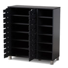 Baxton Studio Shirley Modern and Contemporary Dark Grey Finished 2-Door Wood Shoe Storage Cabinet with Open Shelves