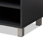 Baxton Studio Shirley Modern and Contemporary Dark Grey Finished 2-Door Wood Shoe Storage Cabinet with Open Shelves