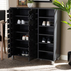 Baxton Studio Shirley Modern and Contemporary Dark Grey Finished 2-Door Wood Shoe Storage Cabinet with Open Shelves
