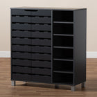 Baxton Studio Shirley Modern and Contemporary Dark Grey Finished 2-Door Wood Shoe Storage Cabinet with Open Shelves