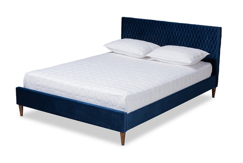Baxton Studio Frida Glam and Luxe Royal Blue Velvet Fabric Upholstered Full Size Bed